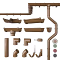 Brown Pipes and Plumbing Fittings Including Elbows Straight Tubes and Drainage Components