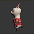 Cute Cartoon Llama Doll In Red Sweater With White Patterns Pink Ears And Orange Eyes