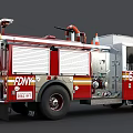 Red FDNY Fire Truck With Ladder Water Tank And Number 69