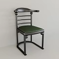 Single Chair With Black Frame Green Cushion Curved Armrest Horizontal Slat Back And Round Balls