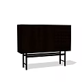 Minimalist Entryway Side Cabinet With Dark Wood Finish Drawers Cabinet Doors And Black Legs