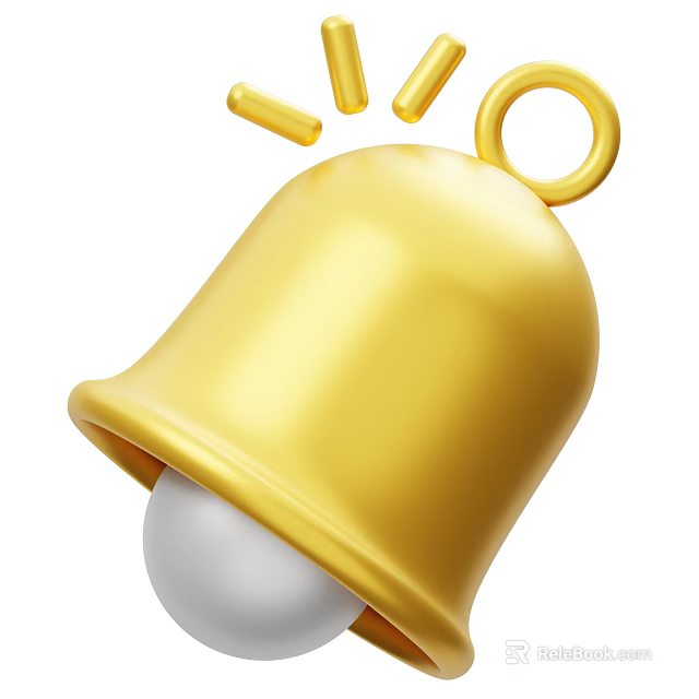Stylish Decorative Ornament Set With Golden Bell White Ball Top Ring And Decorative Strips 3d model 