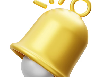 Stylish Decorative Ornament Set With Golden Bell White Ball Top Ring And Decorative Strips 3d model