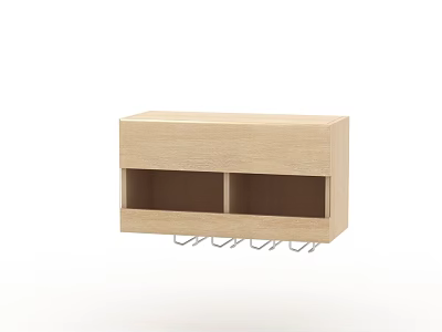 Wooden Wall Mounted Storage Shelf With Two Open Compartments For Home 3d model