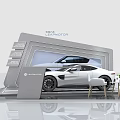 LEADMOTOR Exhibition Booth With White Car Display Screen Tables And Chairs