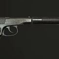 Vintage Pistol with Metal Body Black Textured Grip and Classic Design