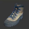 Beige Hiking Boots With Green Laces And Thick Durable Sole For Outdoor Activities