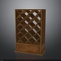 Elegant Wooden Wine Cabinet Featuring Diamond Lattice Storage And Bottom Drawers