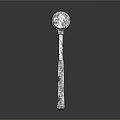 Stone Hammer with Textured Handle and Broad Head Displayed on Dark Background Surface