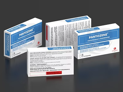 Pantosene And Pani Ozene Healthcare Product Boxes With White Blue Packaging And Red Labels 3d model
