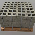 Gray Concrete Blocks Stacked On Wooden Pallet Bound With Metal Straps