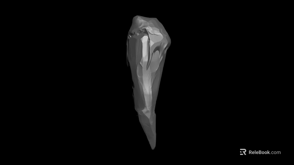Natural Gray Irregular Crystal Formation Isolated On Black Background 3d model 