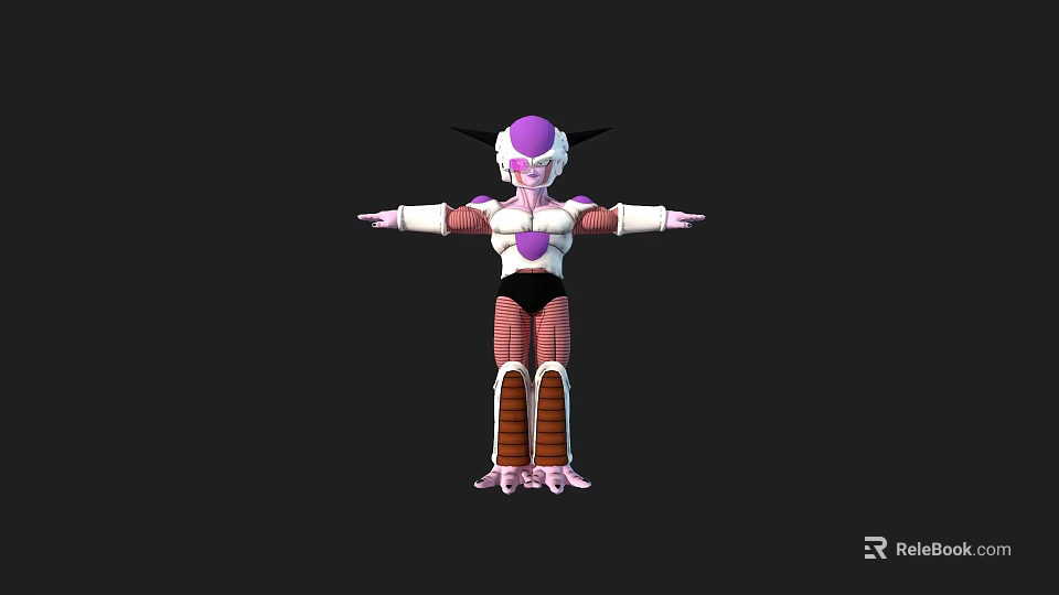 Game And Movie Character Purple Head White Armor With Arms Outstretched Red Leg Details 3d model 