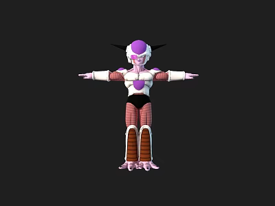 Game And Movie Character Purple Head White Armor With Arms Outstretched Red Leg Details 3d model
