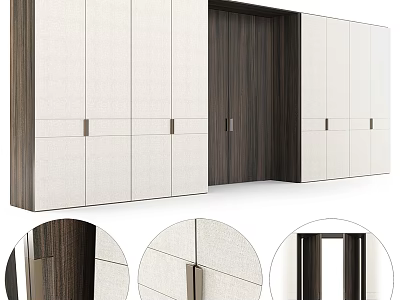 Modern Wardrobe Design With Wooden Frame And White Panel Doors And Sleek Metal Handles 3d model