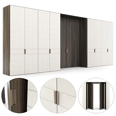 Modern Wardrobe Design With Wooden Frame And White Panel Doors And Sleek Metal Handles 3d model