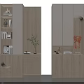 Sleek Modern Light Wood Bookcase With Built In Lighting And Decorative Plants