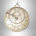 Vintage Metal Circular Jewelry Pendant With Intricate Floral Patterns And Hook Design