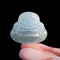 Exquisite Transparent Jade Buddha Pendant Fine Jewelry Held in Hand