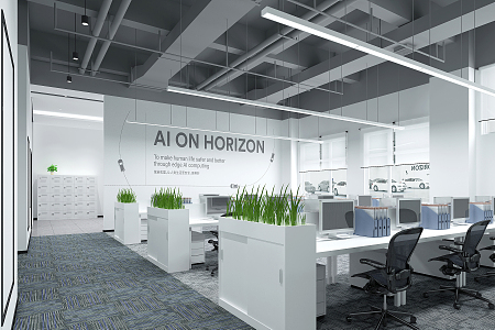 modern public office area company office staff office area 3d model