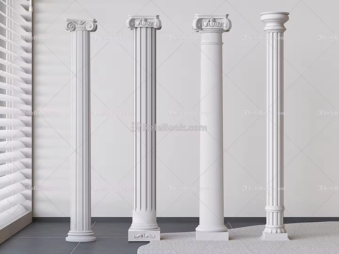European-style carved Roman column European-style plaster column 3d model