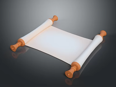 Wooden Scroll With White Paper For Household Decorative Use On Smooth Surface 3d model