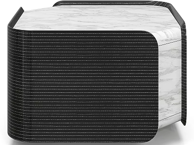 Modern Bedside Table With Sleek Black Striped Design And Marble Top 3d model