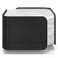 Modern Bedside Table With Sleek Black Striped Design And Marble Top