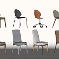 Modern Stylish Dining Chairs With Various Designs Fabric Leather And Wood Elements 3d model