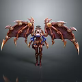 Steampunk Female Character In Detailed Outfit With Ornate Biomechanical Wings And Metallic Gears