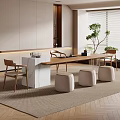 -Ji Feng Big Board Table Tea Table and Chair Combination Tea Table Tea Table Tea Room Tea Table 3d model