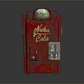 Red Nika Cola Classic Vending Machine With Reflective Surface And Rustic Design