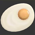 Sunny Side Up Fried Egg With Golden Yolk On White Plate