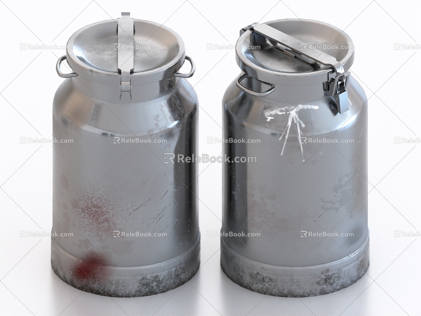 Milk cans, aluminum cans, iron cans, milk barrels, utensils 3d model