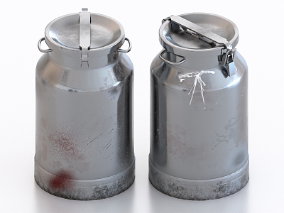 Milk cans, aluminum cans, iron cans, milk barrels, utensils model