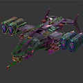Sci Fi Fighter Spaceship Model Featuring Mechanical Structure Multiple Engines And Red Accents 3d model