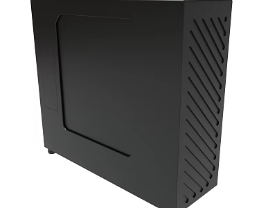 Black Modern Computer Case With Side Panel And Stripe Vent Design 3d model
