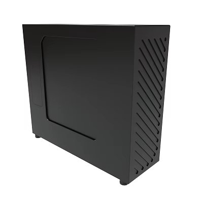 Black Modern Computer Case With Side Panel And Stripe Vent Design 3d model