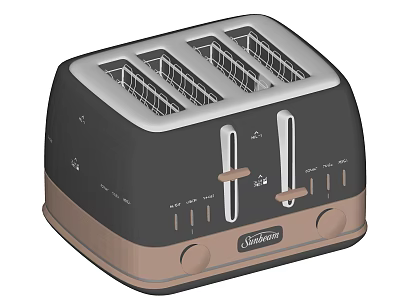 Vintage Double Slot Toaster Kitchen Appliance With Black And Brown Design And Control Knobs 3d model