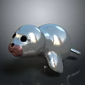 Cute Shiny Silver Seal Character Figure With Smooth Glossy Surface Design