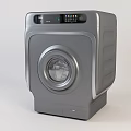 Modern Gray Front Loading Washing Machine With Circular Door And Smart Control Panel 3d model