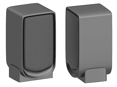 Sleek Modern Gray Desktop Speakers Featuring Square Design And Audio Quality 3d model