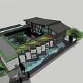 Modern Office Building With Glass Curtain Walls And Outdoor Plaza Seating Areas