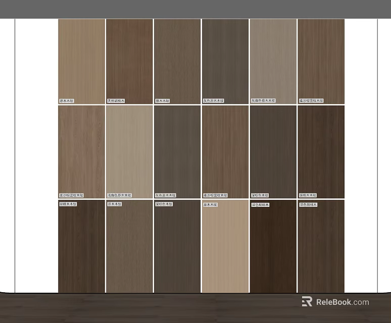 Modern Wall Decor with Various Wooden Color Samples Tones and Shades for Home 3d model 