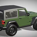 Green Jeep Wrangler Convertible With Off Road Tires And Front Grille