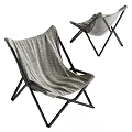Comfortable Foldable Leisure Chair With Soft Gray Fabric And Black Metal Frame