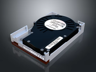 Hard Disk Drive Equipment With Black Enclosure White Connector And Label Components 3d model