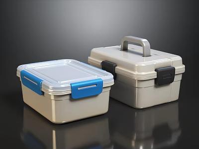 Modern Durable Portable Plastic Storage Toolboxes With Carry Handle And Secure Colorful Locking Latches 3d model