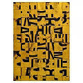 Abstract Geometric Art Design With Yellow Background And Black Shapes