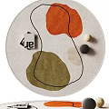 Modern Round Rug With Abstract Orange Green Patterns And Minimalist Decor Accents